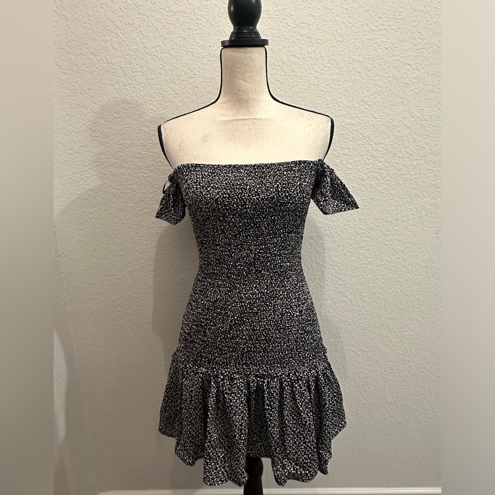 Vintage Havana smocked off shoulder dress